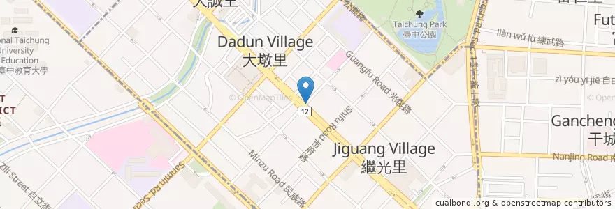 Mapa de ubicacion de 臺灣銀行 en Taïwan, Taichung, 中區.