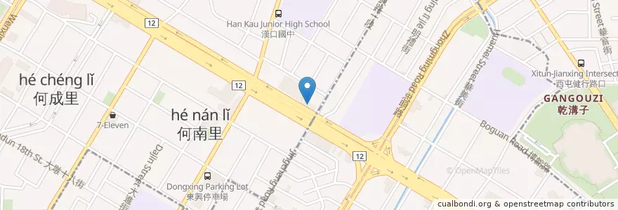 Mapa de ubicacion de 國泰世華商業銀行 en 台湾, 台中市, 西区.