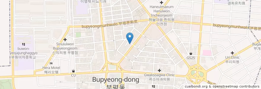 Mapa de ubicacion de 베스킨라빈스 (Baskin robbins) en 대한민국, 인천, 부평구, 부평동.