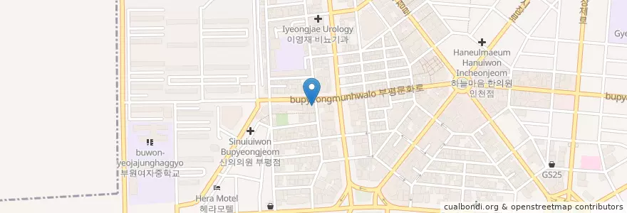 Mapa de ubicacion de 배스킨라빈스 부평동아점 en 대한민국, 인천, 부평구, 부평동.