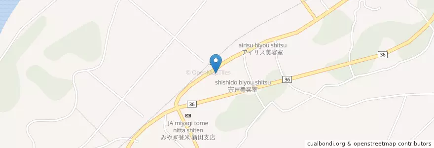 Mapa de ubicacion de 新田駐在所 en Japón, Prefectura De Miyagi, 登米市.