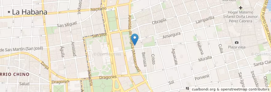 Mapa de ubicacion de El Patchanka en キューバ, La Habana, La Habana Vieja.