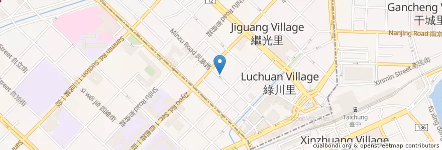 Mapa de ubicacion de 中國信託商業銀行 en 台湾, 台中市, 中区.