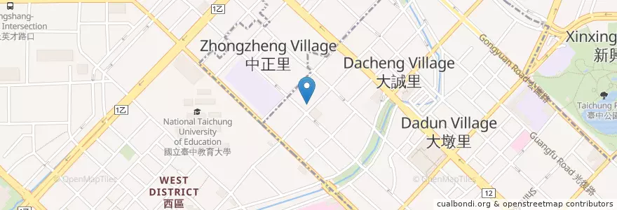 Mapa de ubicacion de Quge Steak house en Тайвань, Тайчжун, 西區, 中區.