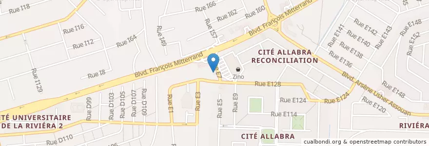 Mapa de ubicacion de Pharmacie Sainte-Famille en Costa De Marfil, Abiyán, Cocody.