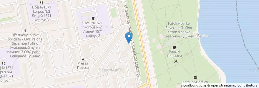 Mapa de ubicacion de Я Самарканд en Rusia, Distrito Federal Central, Москва, Северо-Западный Административный Округ, Район Северное Тушино.