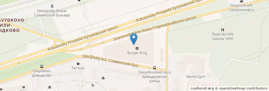 Mapa de ubicacion de KFC en ロシア, 中央連邦管区, モスクワ, Западный Административный Округ, Район Фили-Давыдково.