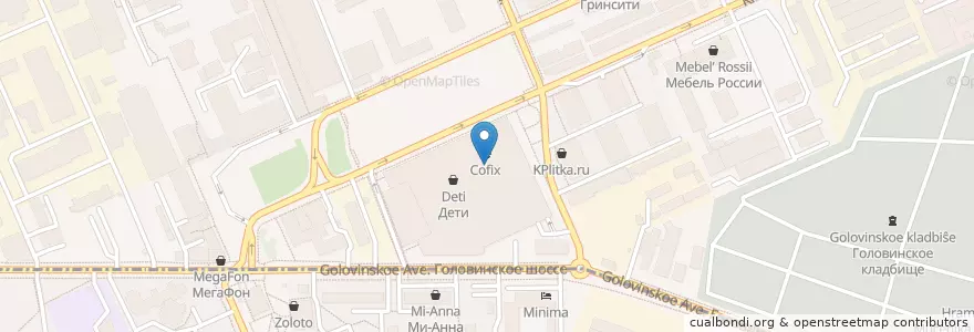 Mapa de ubicacion de KFC en Rusland, Centraal Federaal District, Moskou, Северный Административный Округ, Головинский Район.