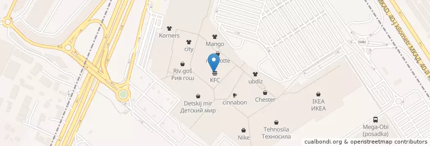Mapa de ubicacion de KFC en Russia, Distretto Federale Centrale, Москва, Новомосковский Административный Округ, Поселение Сосенское.
