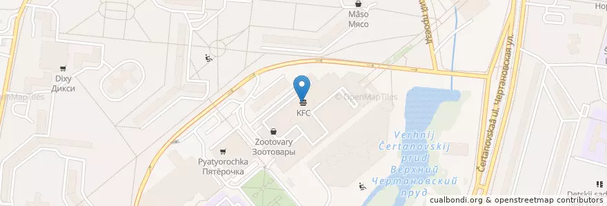 Mapa de ubicacion de KFC en Rússia, Distrito Federal Central, Москва, Южный Административный Округ, Район Чертаново Северное.