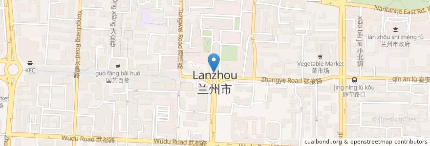 Mapa de ubicacion de 甘肃省人民政府 en 中国, 甘肃省, 兰州市, 城关区, 张掖路街道.