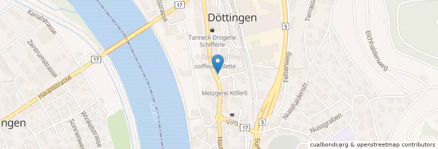 Mapa de ubicacion de Restaurant Blume en İsviçre, Aargau, Bezirk Zurzach, Döttingen.