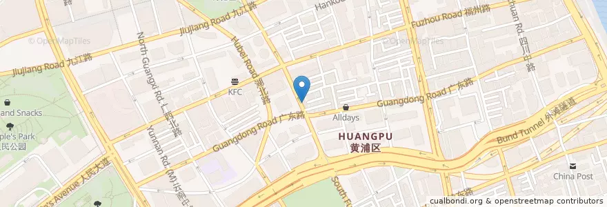 Mapa de ubicacion de 不错生煎王 en Cina, Shanghai, Distretto Di Huangpu.