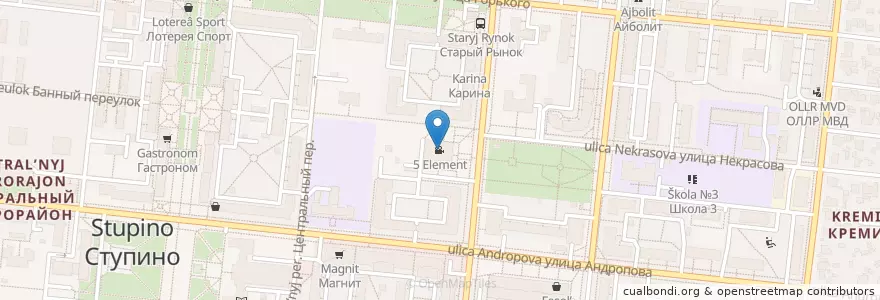 Mapa de ubicacion de 5 Element en Rusia, Distrito Federal Central, Óblast De Moscú, Городской Округ Ступино.