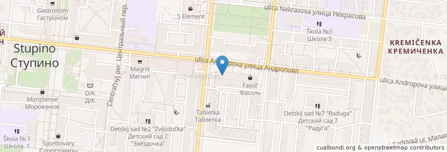 Mapa de ubicacion de Центральная почта en Rusia, Distrito Federal Central, Óblast De Moscú, Городской Округ Ступино.