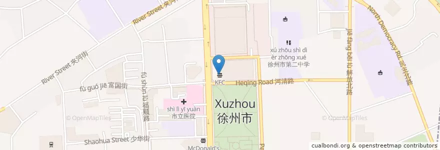 Mapa de ubicacion de KFC en 中国, 江苏省, 徐州市 / Xuzhou, 鼓楼区 (Gulou).