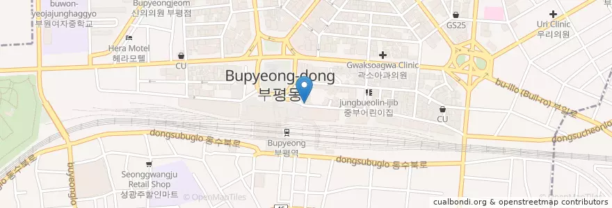 Mapa de ubicacion de 카페185 en Güney Kore, 인천, 부평구, 부평동.