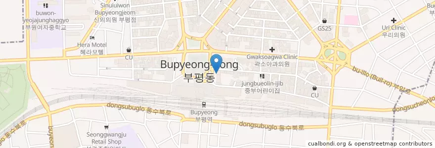 Mapa de ubicacion de 한솥도시락 부평역점 en Corea Del Sur, Incheon, 부평구, 부평동.