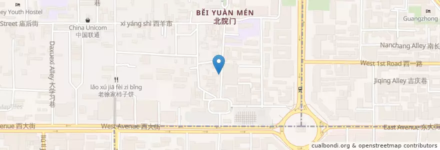 Mapa de ubicacion de 平娃烤肉 en 中国, 陕西省, 西安市, 莲湖区 (Lianhu).