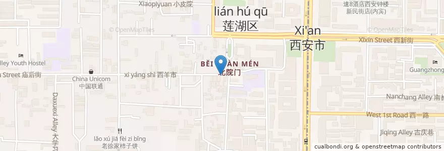 Mapa de ubicacion de 赵佳宝甜食 en China, Shaanxi, Xi'an, Lianhu District.
