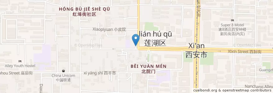 Mapa de ubicacion de 王家饺子馆 en Cina, Shaanxi, 西安市, 莲湖区 (Lianhu).