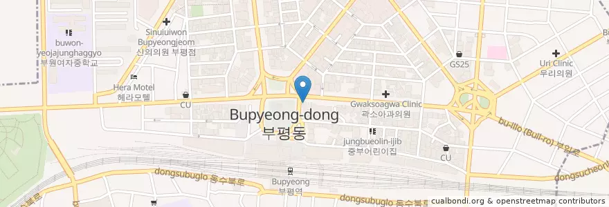 Mapa de ubicacion de 마미치킨 en Corea Del Sur, Incheon, 부평구, 부평동.