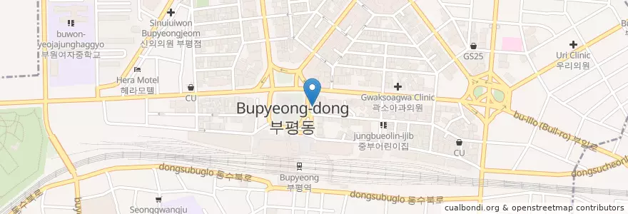 Mapa de ubicacion de BBQ치킨 en Güney Kore, 인천, 부평구, 부평동.