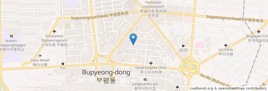 Mapa de ubicacion de 새마을식당 en Corea Del Sur, Incheon, 부평구, 부평동.