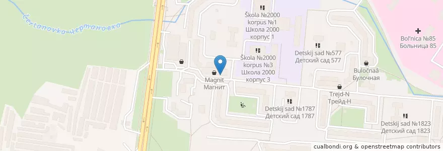 Mapa de ubicacion de Украинская ночь en Rusland, Centraal Federaal District, Moskou, Южный Административный Округ, Район Москворечье-Сабурово.