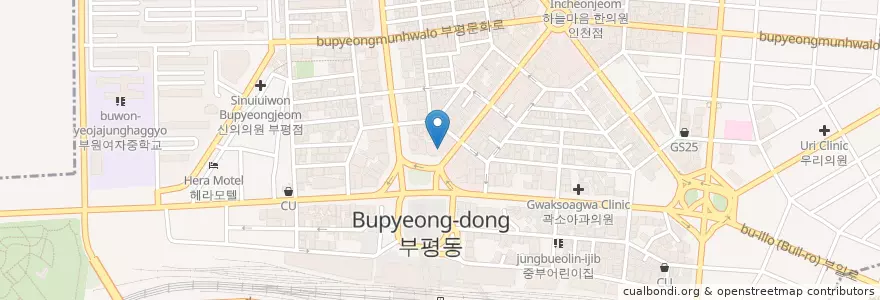 Mapa de ubicacion de 애슐리 en Corea Del Sud, 인천, 부평구, 부평동.