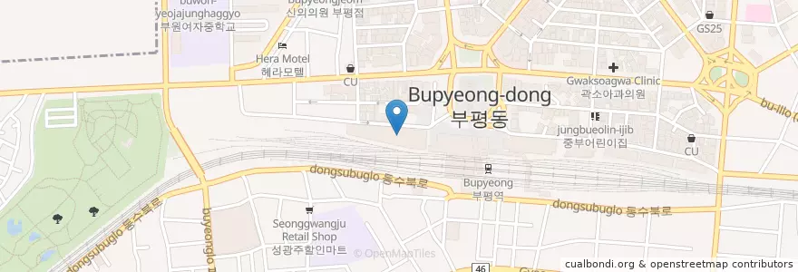 Mapa de ubicacion de 대아주차장 en Güney Kore, 인천, 부평구, 부평동.