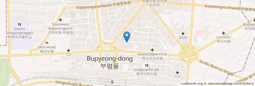 Mapa de ubicacion de 하늘본닭 en كوريا الجنوبية, إنتشون, 부평구, 부평동.