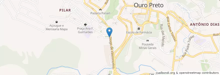 Mapa de ubicacion de Santa Empada en ブラジル, 南東部地域, ミナス ジェライス, Microrregião Ouro Preto, Região Geográfica Intermediária De Belo Horizonte, Ouro Preto.