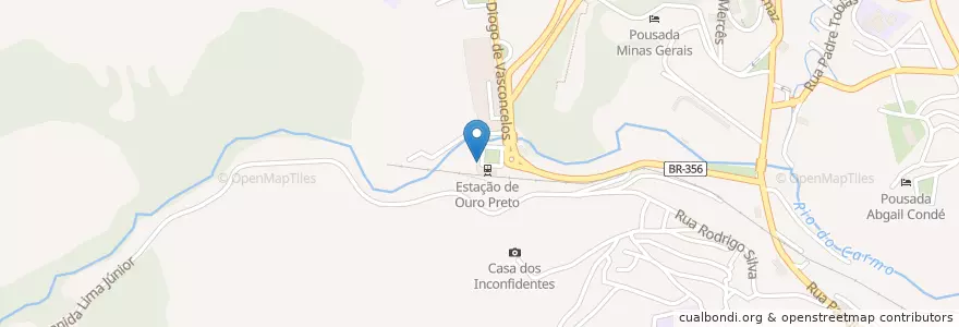 Mapa de ubicacion de Estacionamento Estação en 브라질, 남동지방, 미나스제라이스, Microrregião Ouro Preto, Região Geográfica Intermediária De Belo Horizonte, Ouro Preto.