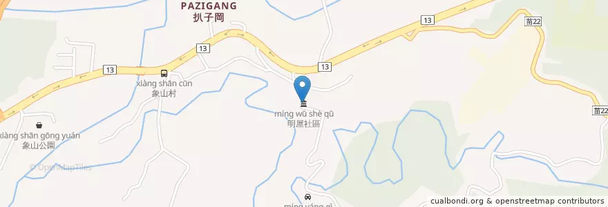 Mapa de ubicacion de 明屋社區 en Taiwan, Taiwan Province, Miaoli County, Touwu.