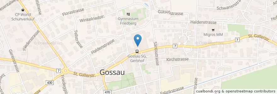 Mapa de ubicacion de Coop Restaurant en Suíça, Sankt Gallen, Wahlkreis St. Gallen, Gossau (Sg).