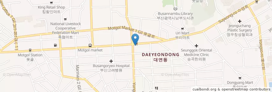 Mapa de ubicacion de Busan Bank en Korea Selatan, 부산, 남구, 대연동.