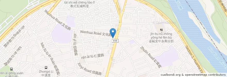Mapa de ubicacion de 摩斯漢堡 en 타이완, 신베이 시, 융허 구.