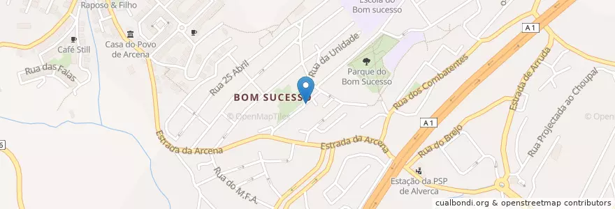 Mapa de ubicacion de Tasca dos Gémeos en Португалия, Área Metropolitana De Lisboa, Лиссабон, Grande Lisboa, Vila Franca De Xira, Alverca Do Ribatejo E Sobralinho.