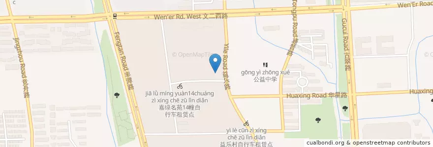 Mapa de ubicacion de 公司(蓝海时代大厦) en 中国, 浙江省, 杭州市, 西湖区.