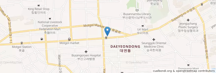 Mapa de ubicacion de Hana bank en Coreia Do Sul, Busan, 남구, 대연동.