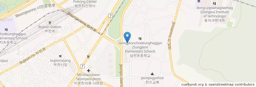 Mapa de ubicacion de 문어비어 en Korea Selatan, 부산, 부산진구, 전포동.