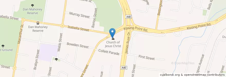 Mapa de ubicacion de Church of Jesus Christ en Avustralya, New South Wales, Sydney, City Of Parramatta Council.