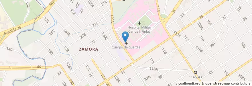 Mapa de ubicacion de Cuerpo de guardia en Kuba, Havanna, Marianao, Playa.