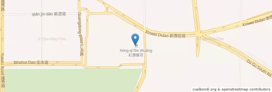 Mapa de ubicacion de 紅旗飯荘 en 중국, 톈진시, 허베이성, 河西区 (Hexi).