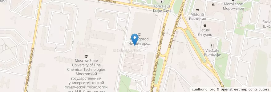 Mapa de ubicacion de Шаурма en Россия, Центральный Федеральный Округ, Москва, Западный Административный Округ, Район Тропарёво-Никулино.