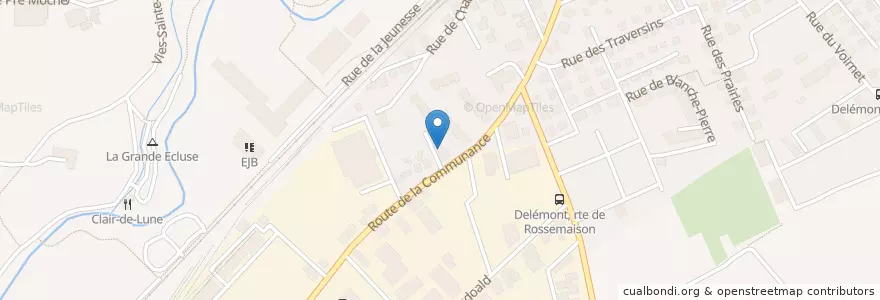 Mapa de ubicacion de "Chez Tino" Ristorante Pizzeria Pugliese en Suiza, Jura, District De Delémont, Delémont.
