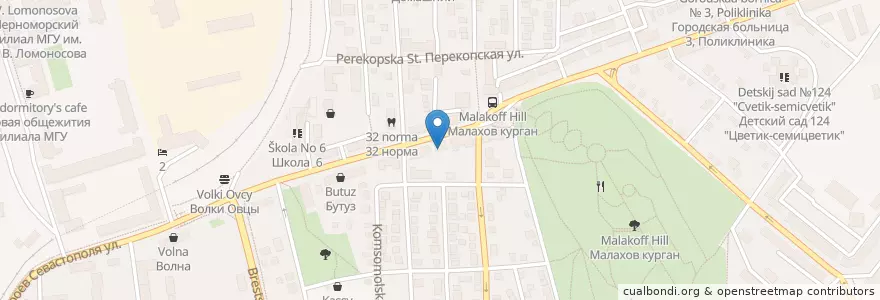 Mapa de ubicacion de Бекаччо en Rússia, Distrito Federal Do Sul, Sebastopol, Севастополь, Нахимовский Район, Нахимовский Округ.