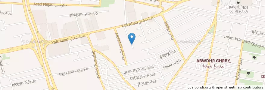 Mapa de ubicacion de Qods Technical High School en Iran, Tehran Province, Tehran County, Tehran, بخش مرکزی شهرستان تهران.