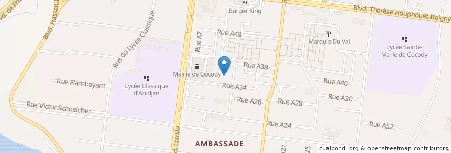 Mapa de ubicacion de Epp Cocody Sud en Costa De Marfil, Abiyán, Cocody.